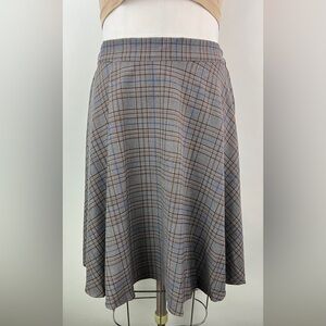 💚 3331. Brown/Blue Plaid Flared Skirt